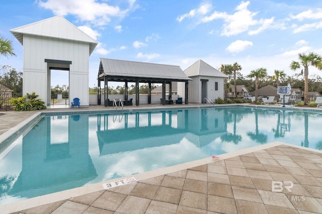 view of pool with a gazebo and a patio