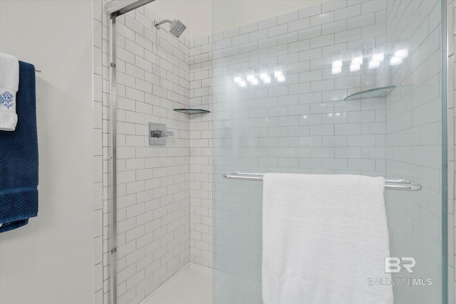 bathroom featuring a stall shower