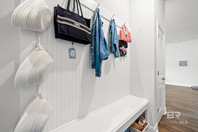 mudroom featuring wood-type flooring