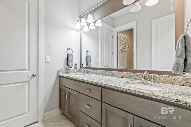 bathroom featuring vanity and tile patterned flooring