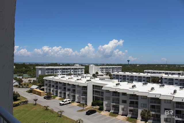 drone / aerial view with a city view