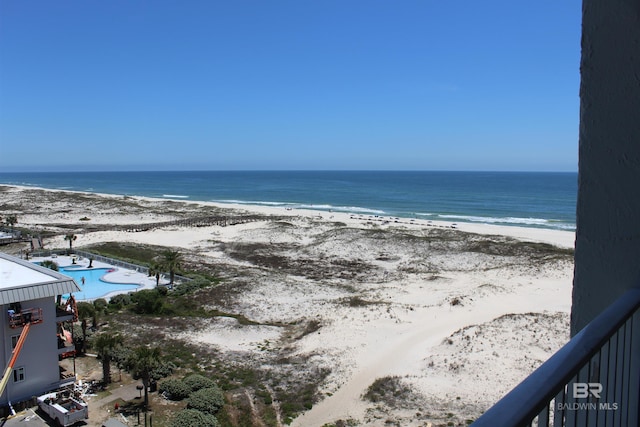 view of water feature featuring a view of the beach