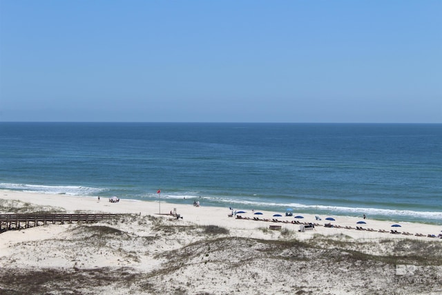 view of water feature featuring a beach view