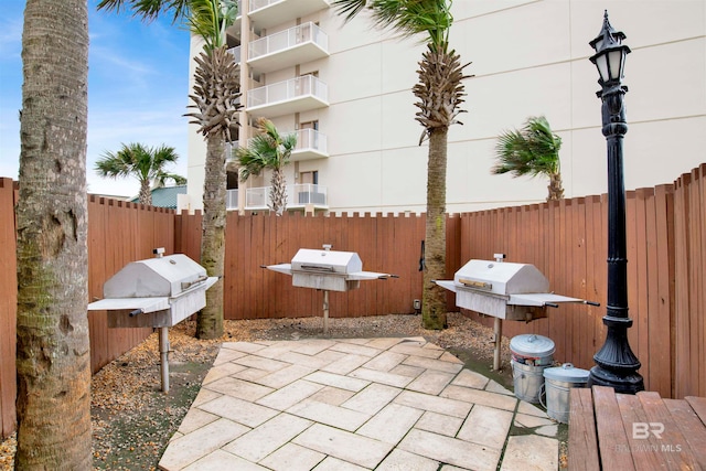 view of patio / terrace featuring a grill