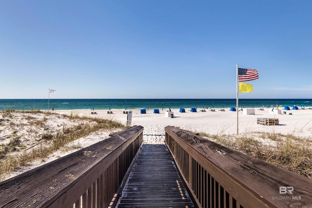 property view of water with a beach view