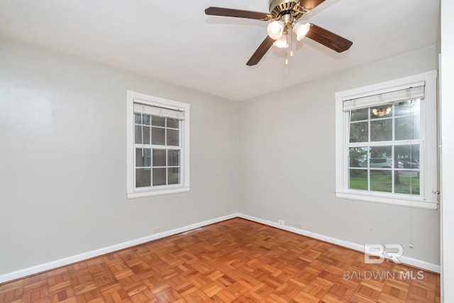 unfurnished room with light parquet floors