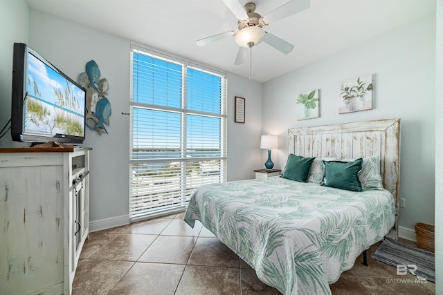 931 W Beach Blvd Unit 608, Gulf Shores, AL 36542 - bedroom with baseboards, tile patterned flooring, and a ceiling fan