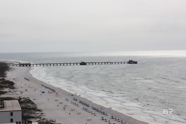 view of water feature with a view of the beach