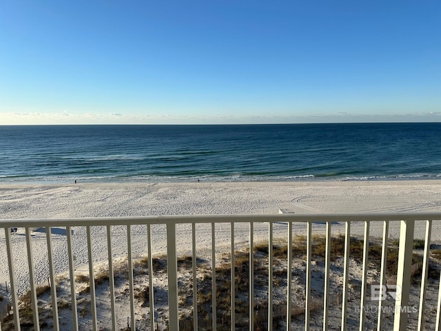 view of water feature featuring a view of the beach