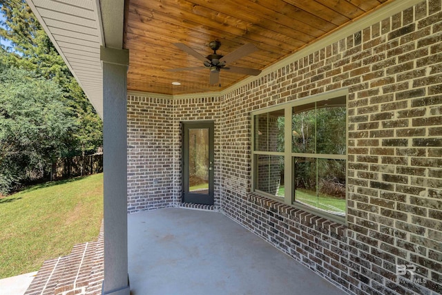 view of patio / terrace featuring ceiling fan