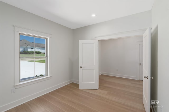 interior space with light hardwood / wood-style floors