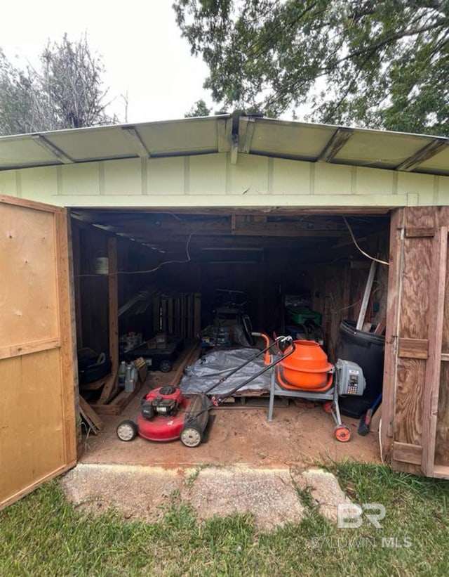 view of garage