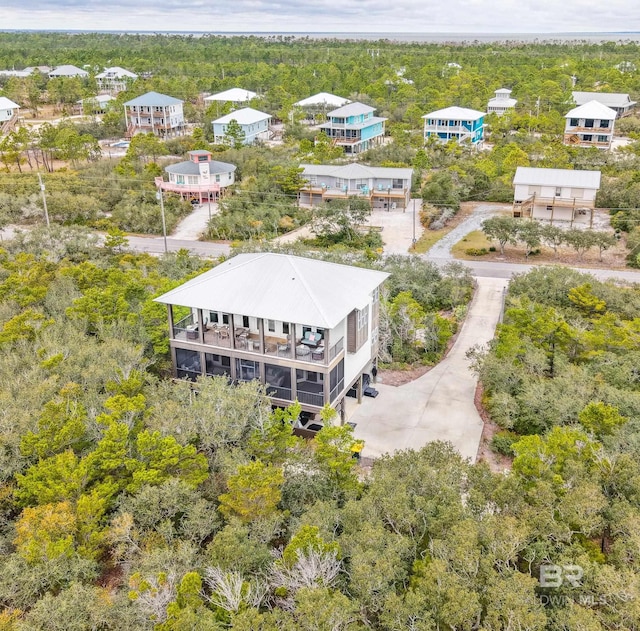 aerial view with a forest view