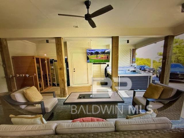 view of patio / terrace featuring an outdoor hangout area and ceiling fan