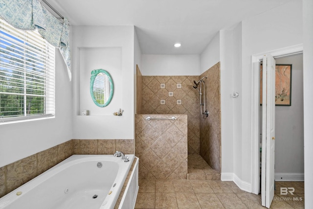 16288 Ferry Rd, Fairhope, AL 36532 - full bath with a jetted tub, a walk in shower, and tile patterned floors