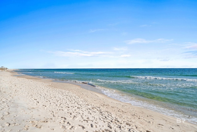 view of water feature featuring a view of the beach
