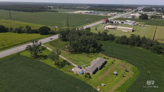 birds eye view of property featuring a rural view