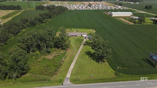 birds eye view of property featuring a rural view