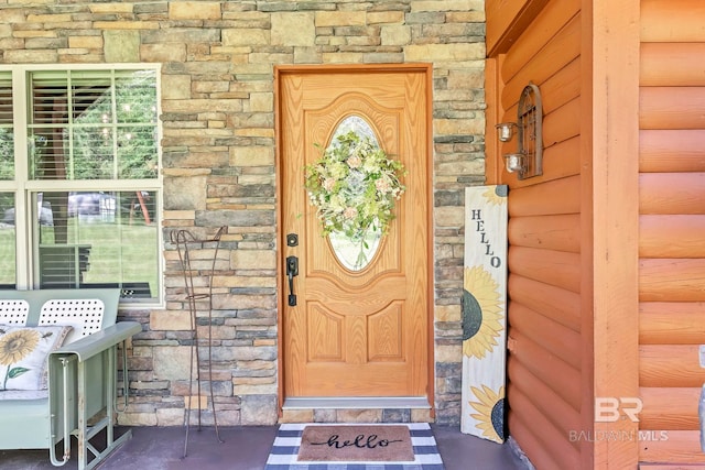 196 Jernigan Rd, Brewton, AL 36426 - property entrance featuring stone siding
