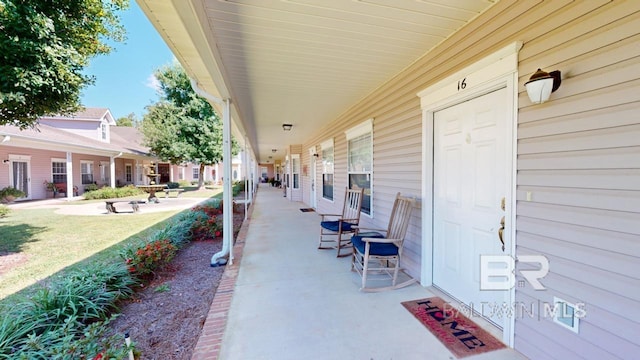 view of patio featuring covered porch