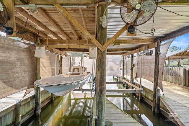 view of dock with a sink and boat lift