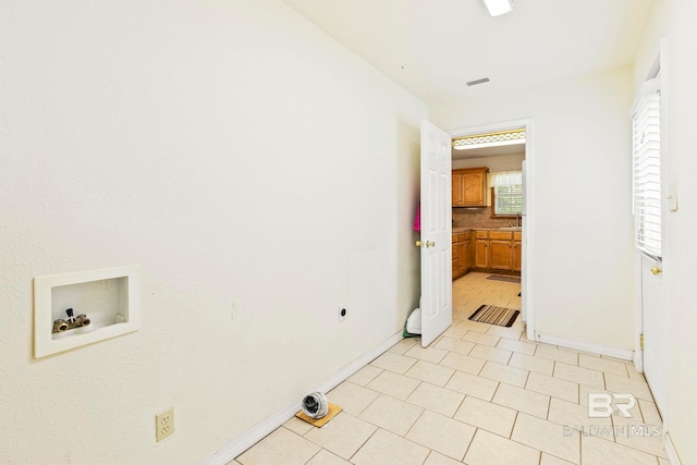 laundry area featuring electric dryer hookup and hookup for a washing machine