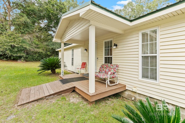 deck with a lawn