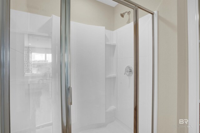 bathroom featuring a shower stall
