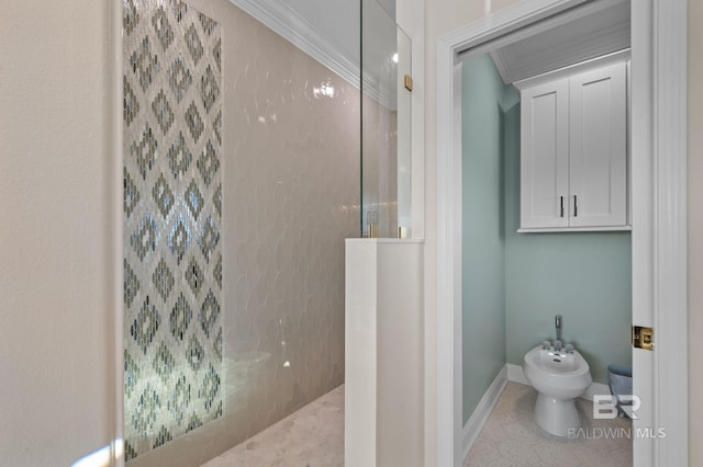 30471 Harbour Dr, Orange Beach, AL 36561 - bathroom with tile patterned floors, a walk in shower, a bidet, and baseboards