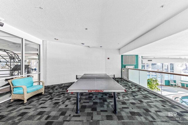 28105 Perdido Beach Blvd Unit C-314, Orange Beach, AL 36561 - playroom featuring carpet flooring, a textured ceiling, and expansive windows