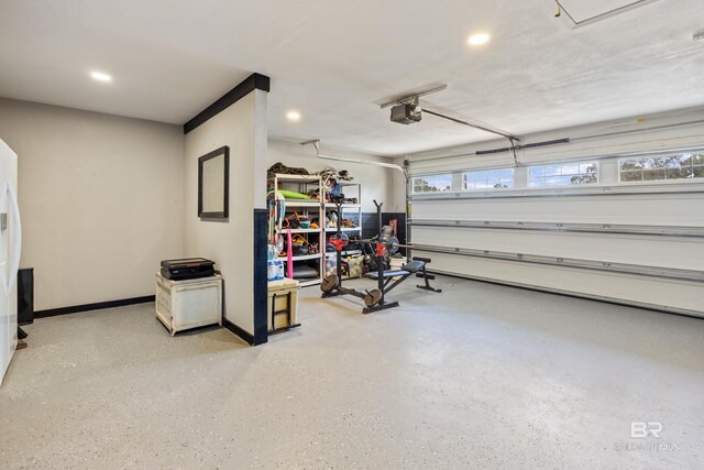 garage with a garage door opener