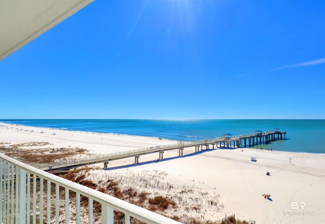 property view of water with a beach view