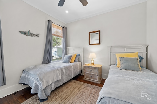 25773 Canal Rd Unit 28, Orange Beach, AL 36561 - bedroom featuring recessed lighting, wood finished floors, baseboards, and ceiling fan