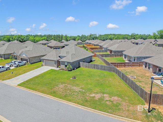 birds eye view of property with a residential view