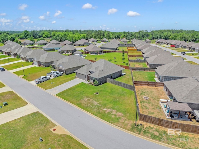 bird's eye view with a residential view