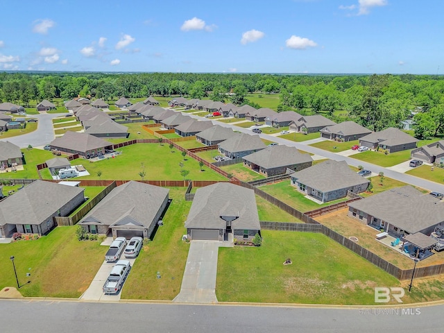 birds eye view of property with a residential view