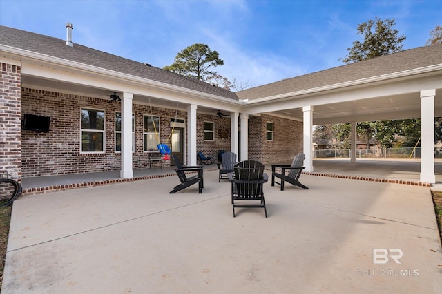 view of patio / terrace with ceiling fan