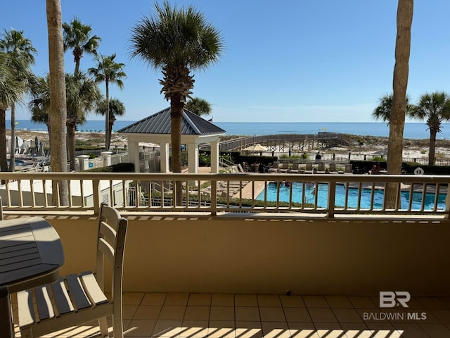 balcony with a water view