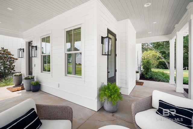 view of patio with a porch