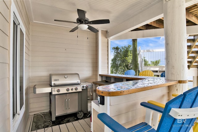 7166 Sharp Reef, Pensacola, FL 32507 - view of patio / terrace with a ceiling fan and grilling area
