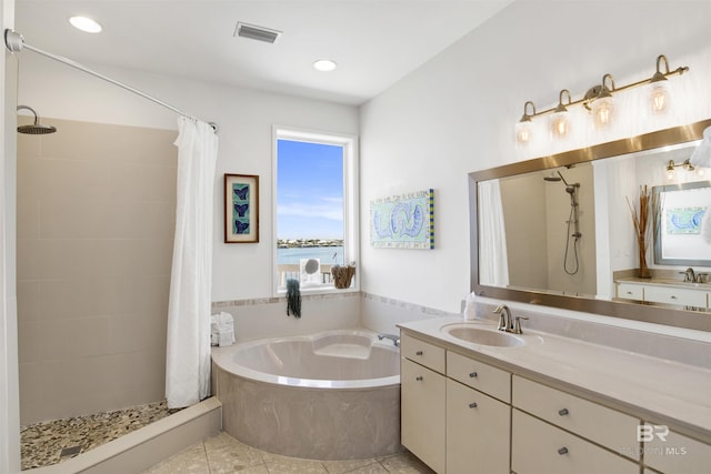 7166 Sharp Reef, Pensacola, FL 32507 - full bath featuring tiled shower, a bath, vanity, and recessed lighting