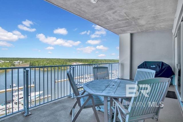 balcony with a water view