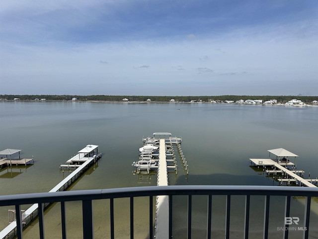 view of water feature featuring a boat dock