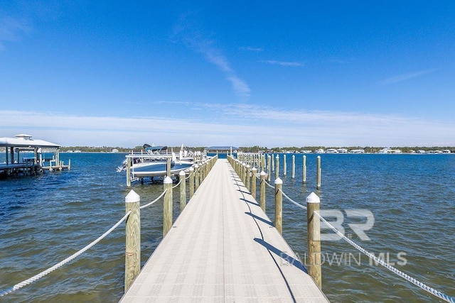 view of dock featuring a water view