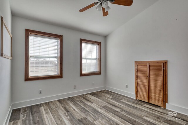 13450 County Road 91, Elberta, AL 36530 - unfurnished room featuring ceiling fan, light hardwood / wood-style floors, and lofted ceiling