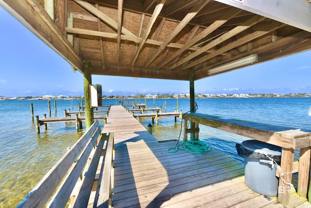 dock area featuring a water view