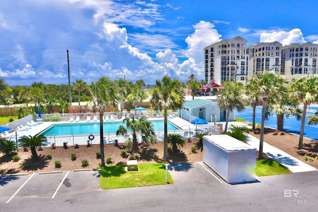 view of pool with a patio