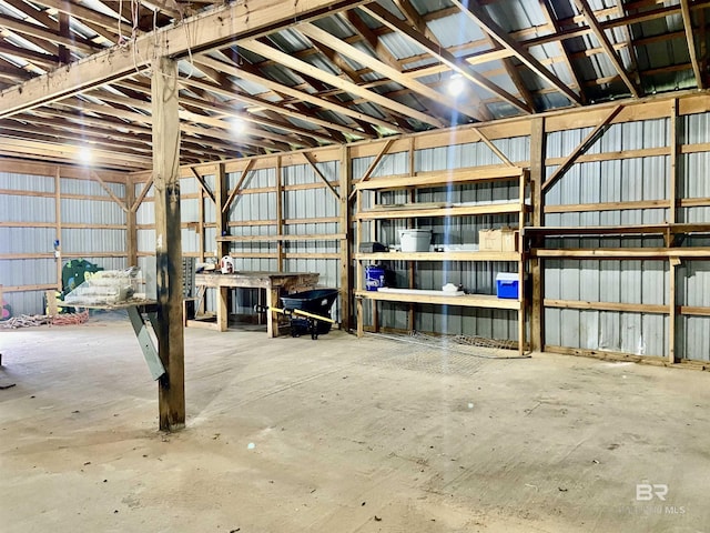 garage featuring metal wall