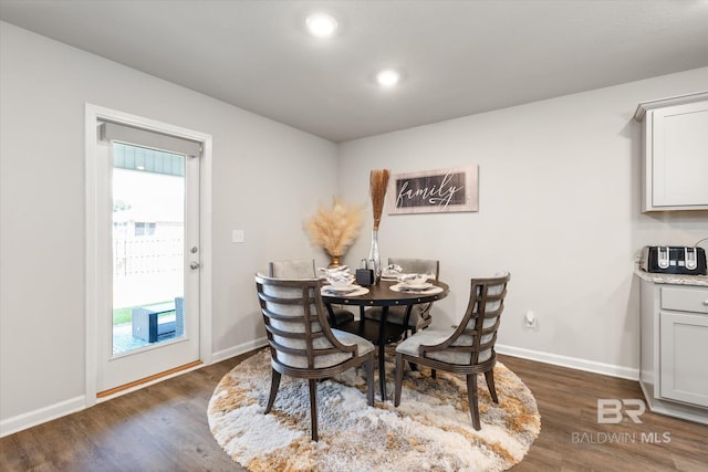 dining room featuring dark hardwood / wood-style flooring