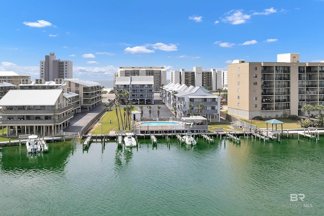 view of water feature featuring a boat dock